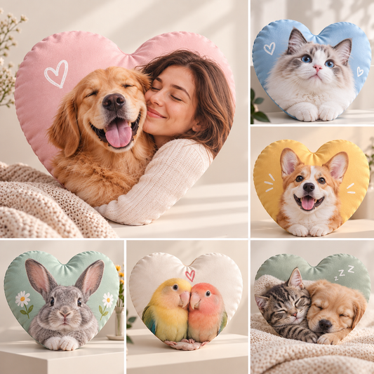 Personalised Heart Shaped Photo Cushion – Custom Double-Sided Cushion