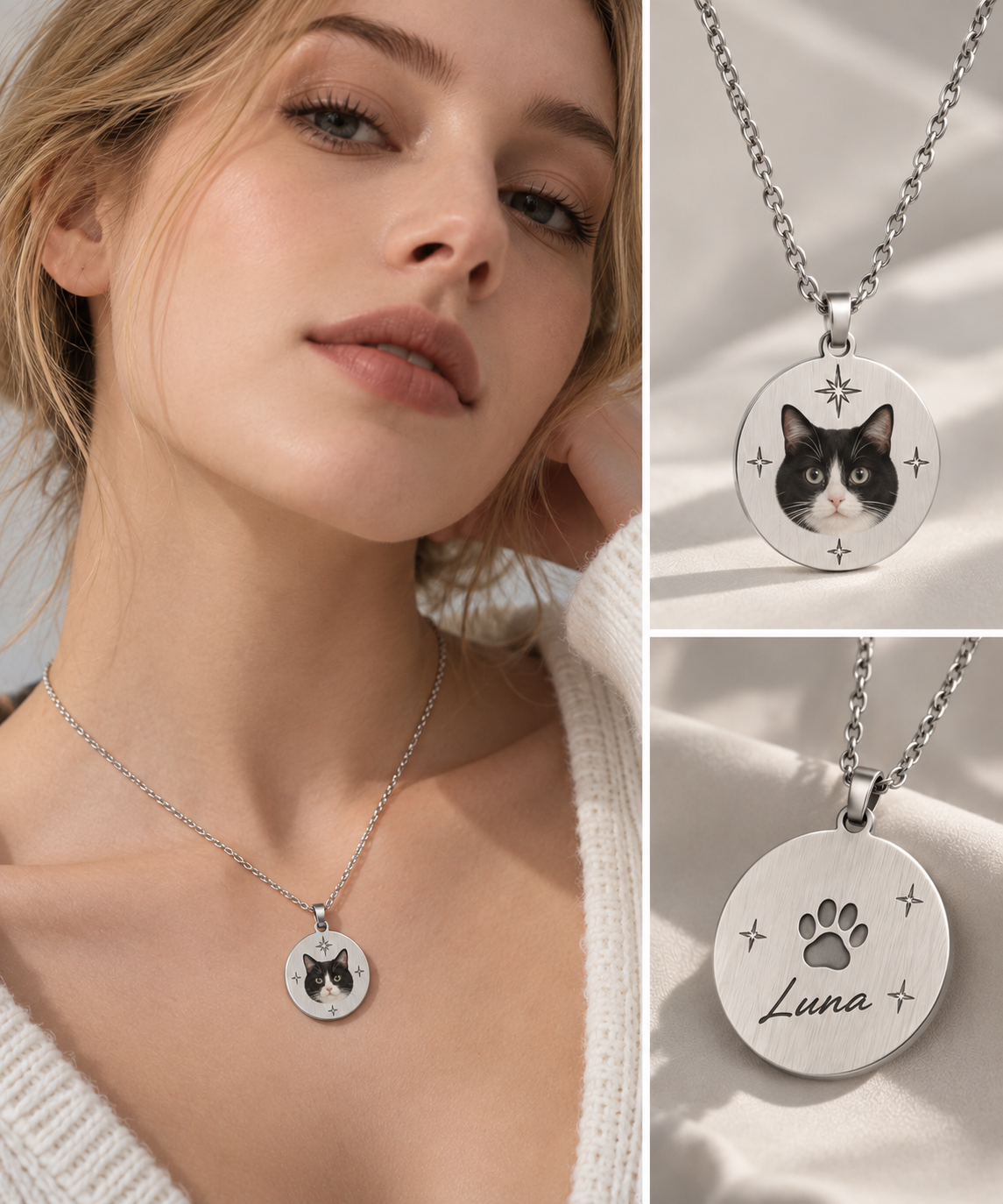 Custom Portrait Necklace – Round Pendant