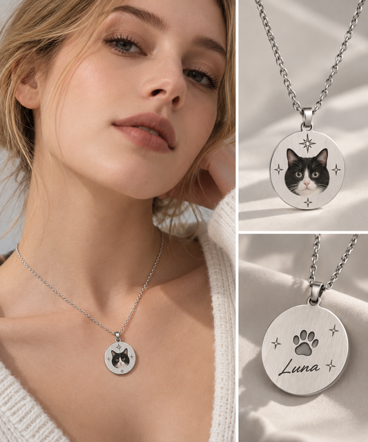Custom Portrait Necklace – Round Pendant