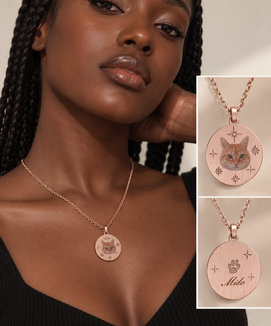Custom Portrait Necklace – Round Pendant