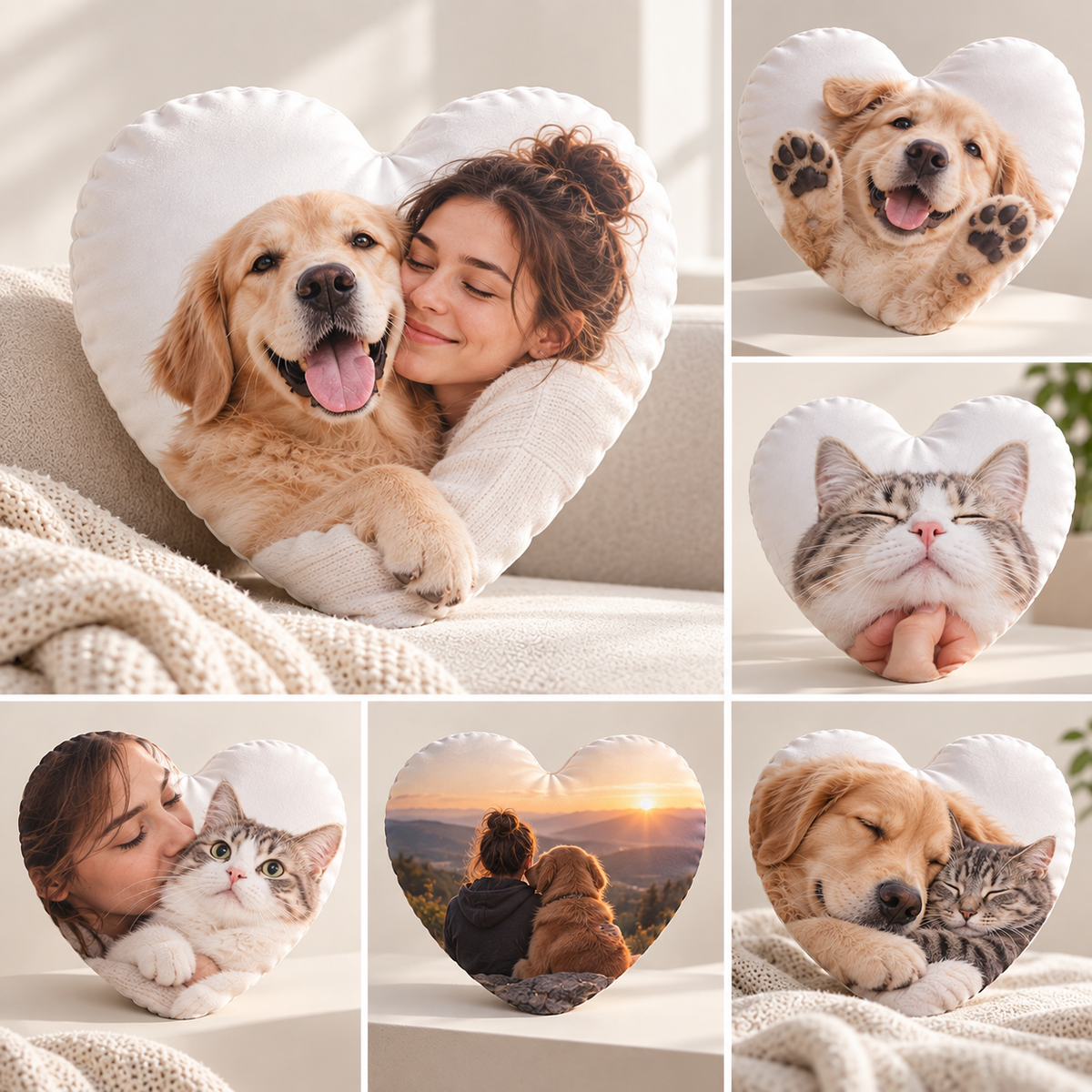 Personalised Heart Shaped Photo Cushion – Custom Double-Sided Cushion