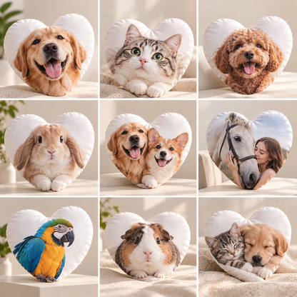 Personalised Heart Shaped Photo Cushion – Custom Double-Sided Cushion