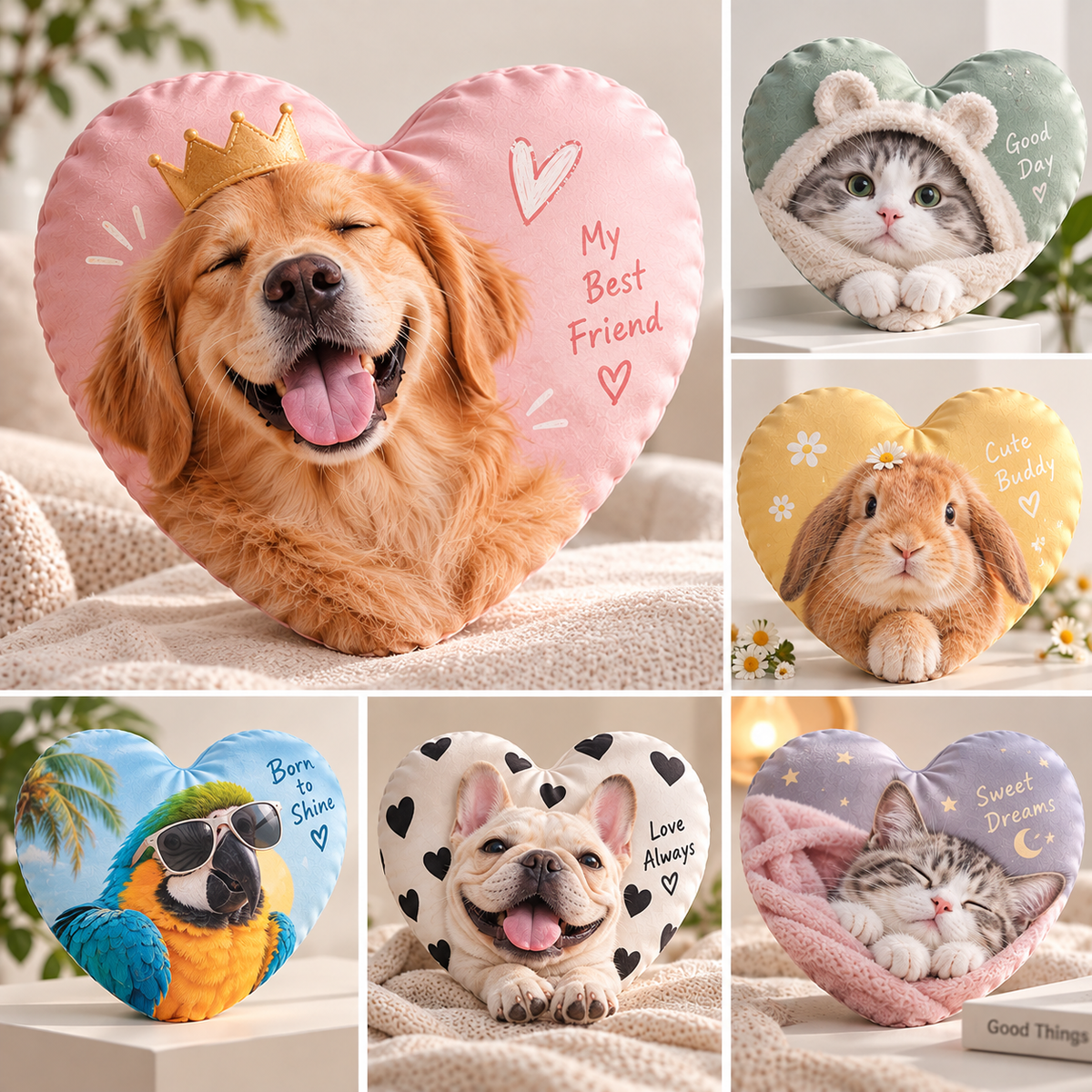 Personalised Heart Shaped Photo Cushion – Custom Double-Sided Cushion
