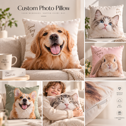 Personalised Square Photo Cushion – Custom Double-Sided Cushion