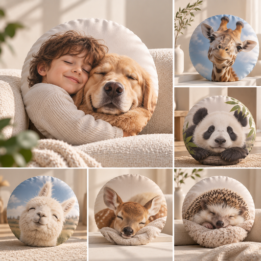 Personalised Round Photo Cushion – Custom Double-Sided Cushion