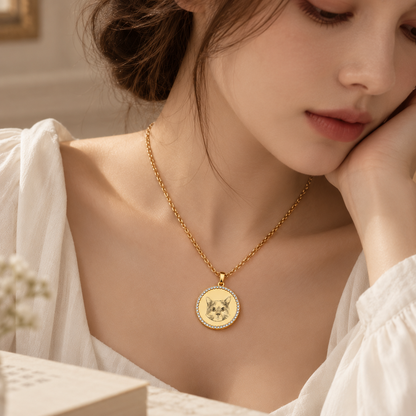 Personalised Portrait Necklace – Rhinestone Halo Pendant
