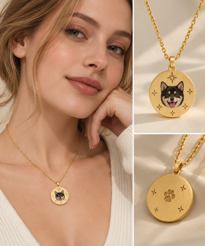 Custom Portrait Necklace – Round Pendant