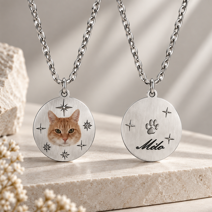 Custom Portrait Necklace – Round Pendant
